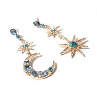 Ethnic Style Star Moon Alloy Inlay Turquoise Rhinestones Drop Earrings main image 3