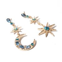 Style Ethnique Star Lune Alliage Incruster Turquoise Strass Boucles D'oreilles main image 3
