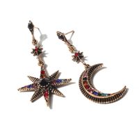Ethnic Style Star Moon Alloy Inlay Turquoise Rhinestones Drop Earrings main image 2