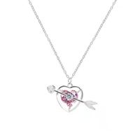 Sweet Heart Shape Titanium Steel Pendant Necklace Inlay Rhinestones Stainless Steel Necklaces 1 Piece main image 5
