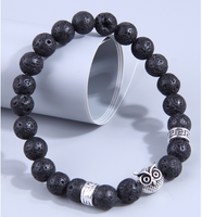 Fashion Round Owl Alloy Natural Stone Beaded Bracelets 1 Piece main image 3