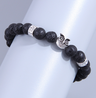 Fashion Round Owl Alloy Natural Stone Beaded Bracelets 1 Piece main image 4