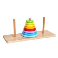 Factory Hot Selling Wooden Toys 8 Layers Tower Of Hanoi Rainbow Jenga Ferrule Matching Building Blocks Children's Educational Toys main image 2