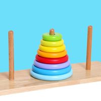 Factory Hot Selling Wooden Toys 8 Layers Tower Of Hanoi Rainbow Jenga Ferrule Matching Building Blocks Children's Educational Toys main image 5