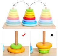 Factory Hot Selling Wooden Toys 8 Layers Tower Of Hanoi Rainbow Jenga Ferrule Matching Building Blocks Children's Educational Toys main image 4