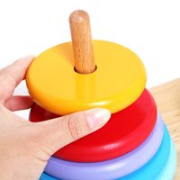 Factory Hot Selling Wooden Toys 8 Layers Tower Of Hanoi Rainbow Jenga Ferrule Matching Building Blocks Children's Educational Toys main image 3