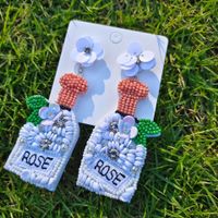 Romantic Letter Plastic Resin Beaded Drop Earrings main image 3