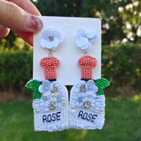 Romantic Letter Plastic Resin Beaded Drop Earrings main image 4