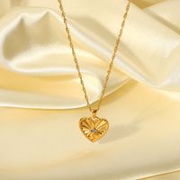 Fashion Heart Shape Stainless Steel Necklace Plating Zircon Stainless Steel Necklaces main image 1
