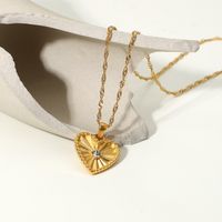 Fashion Heart Shape Stainless Steel Necklace Plating Zircon Stainless Steel Necklaces main image 5