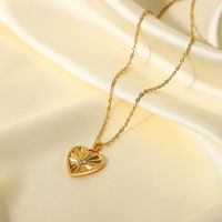 Fashion Heart Shape Stainless Steel Necklace Plating Zircon Stainless Steel Necklaces main image 4