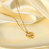 Fashion Heart Shape Stainless Steel Necklace Plating Zircon Stainless Steel Necklaces main image 2