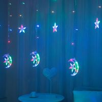 Festive Decoration Remote Control Led Moon Holding Star Curtain Lights main image 5