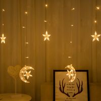 Festive Decoration Remote Control Led Moon Holding Star Curtain Lights main image 6