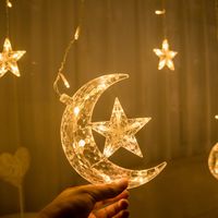 Festive Decoration Remote Control Led Moon Holding Star Curtain Lights main image 3