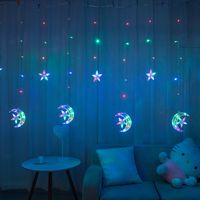 Festive Decoration Remote Control Led Moon Holding Star Curtain Lights main image 4