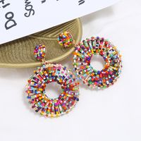 European And American Fashion Retro Circle Hollow Earrings Rice Beads sku image 3