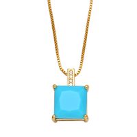 Fashion Square Copper Pendant Necklace Inlay Zircon Copper Necklaces sku image 2