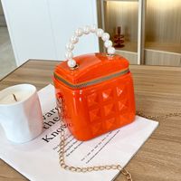 Women's Small PVC Solid Color Classic Style Zipper Jelly Bag sku image 4