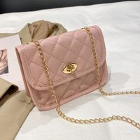Streetwear Solid Color Lingge Square Buckle Chain Bag main image 1