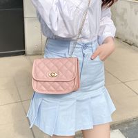 Streetwear Solid Color Lingge Square Buckle Chain Bag main image 5