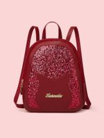 Fashion Solid Color Sequins Square Zipper Fashion Backpack main image 6