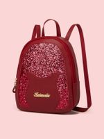 Fashion Solid Color Sequins Square Zipper Fashion Backpack main image 5