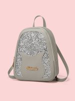 Fashion Solid Color Sequins Square Zipper Fashion Backpack main image 4