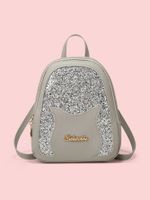 Fashion Solid Color Sequins Square Zipper Fashion Backpack main image 2