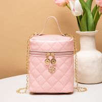 Fashion Solid Color Quilted Bucket Zipper Bucket Bag sku image 3