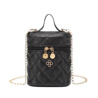 Fashion Solid Color Quilted Bucket Zipper Bucket Bag main image 4