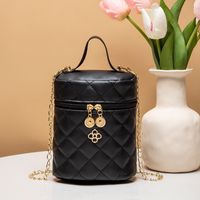 Fashion Solid Color Quilted Bucket Zipper Bucket Bag sku image 2