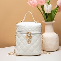 Fashion Solid Color Quilted Bucket Zipper Bucket Bag sku image 1