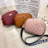 Women's Small Pu Leather Solid Color Lingge Streetwear Square Zipper Crossbody Bag main image 4