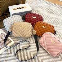 Women's Small Pu Leather Solid Color Streetwear Square Zipper Crossbody Bag main image 3