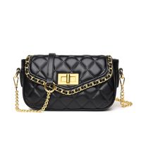 Women's Small Leather Solid Color Fashion Chain Square Zipper Crossbody Bag sku image 2