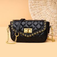 Women's Small Leather Solid Color Fashion Chain Square Zipper Crossbody Bag main image 6