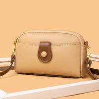 Women's Small Leather Solid Color Streetwear Soft Surface Shell Zipper Crossbody Bag main image 3