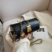 Fashion Solid Color Soft Surface Cylindrical Buckle Chain Bag sku image 2
