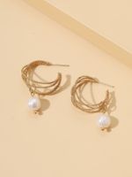 Fashion Round Alloy Inlay Artificial Pearls Ear Studs main image 2
