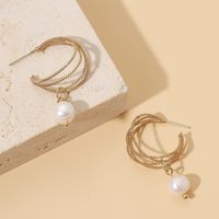Fashion Round Alloy Inlay Artificial Pearls Ear Studs main image 3