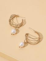Fashion Round Alloy Inlay Artificial Pearls Ear Studs main image 4