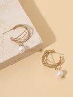 Fashion Round Alloy Inlay Artificial Pearls Ear Studs main image 5