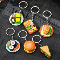 New Creative Food Hamburger Sushi Salmon Resin Keychain Bag Pendant main image 6