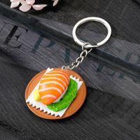 New Creative Food Hamburger Sushi Salmon Resin Keychain Bag Pendant main image 5