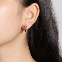 Vintage Style Heart Shape Copper Earrings Plating Inlay Zircon Copper Earrings main image 4