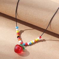 Sweet Cherry Resin Beaded Pendant Necklace 1 Piece main image 1