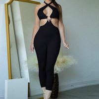 Fashion Solid Color Polyester Hollow Out Backless Jumpsuits sku image 1