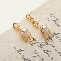 Luxueux Gland Le Cuivre Boucles D'oreilles Placage Perle Artificielle Boucles D'oreilles En Cuivre main image 2