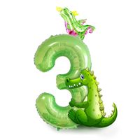 Date D'anniversaire Dinosaure Numéro Film D'aluminium Fête Ballon main image 2